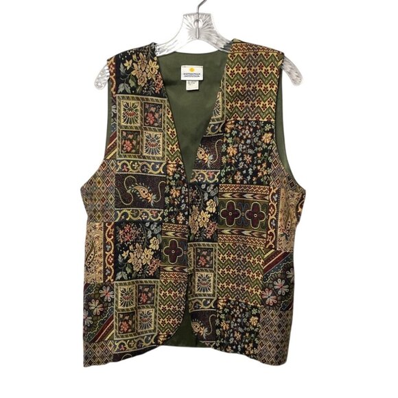 Vtg Smithsonian Institution Floral Paisley Tapestry Vest Womens Sz L Made In USA - Picture 1 of 9